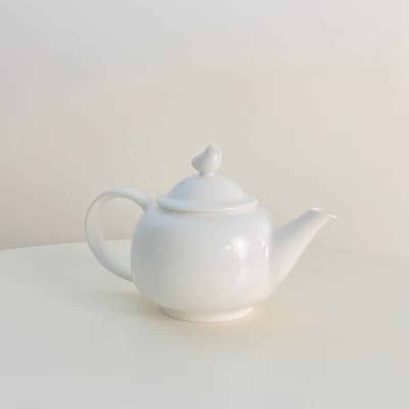 【茶具】白瓷英式紅茶壺-小鴨蓋鈕
