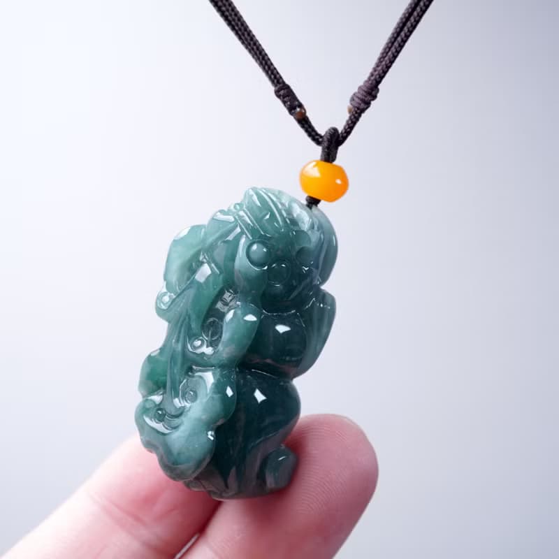 【招財神獸】冰種藍水翡翠如意貔貅項鍊 | 天然翡翠A貨 | 送禮