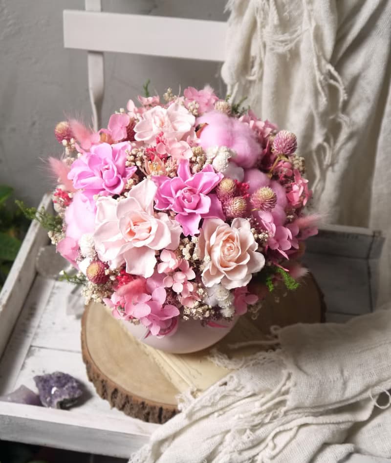 春櫻(大).粉嫩春櫻.不凋花.乾燥花.永生花.生日.開幕.升遷首選