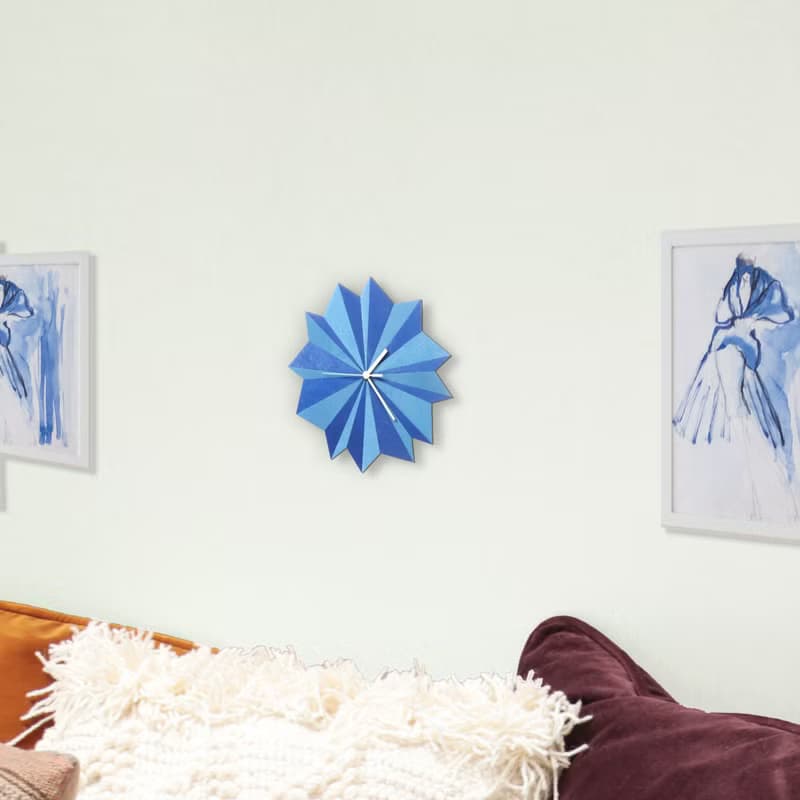 Origami 摺紙藍色 - 29公分手工有機掛鐘