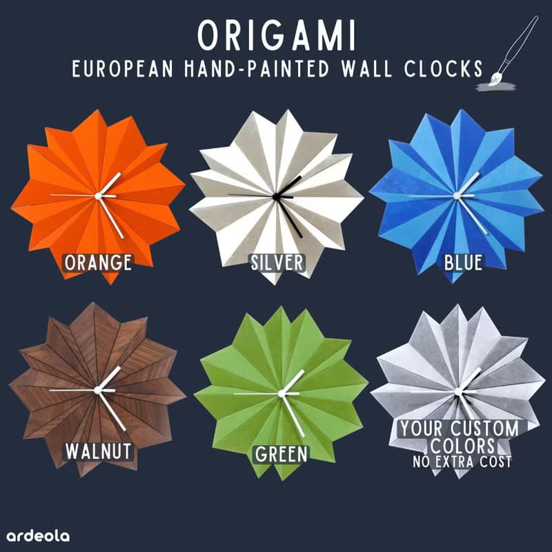 Origami 摺紙藍色 - 29公分手工有機掛鐘