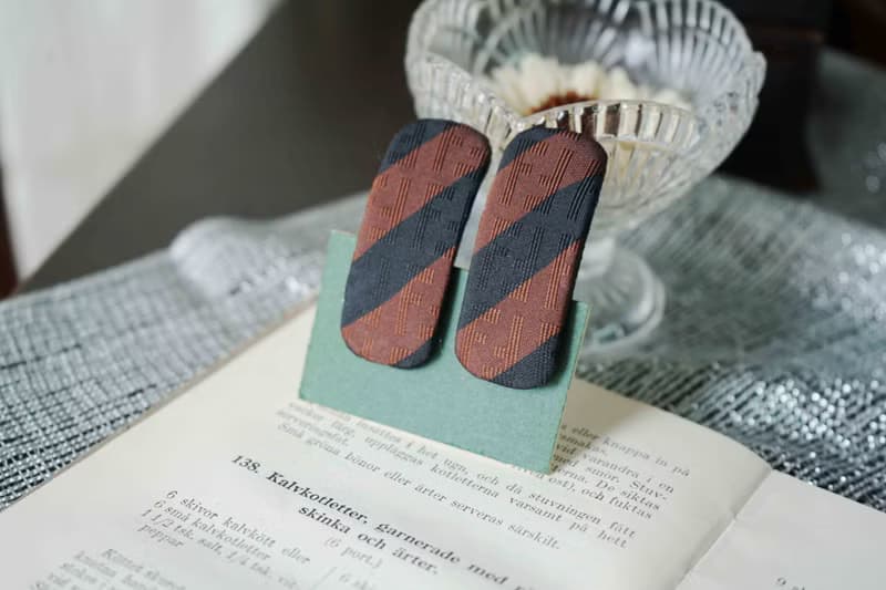 古董領帶改製髮夾-Fendi-巧克力棕-兩入一組