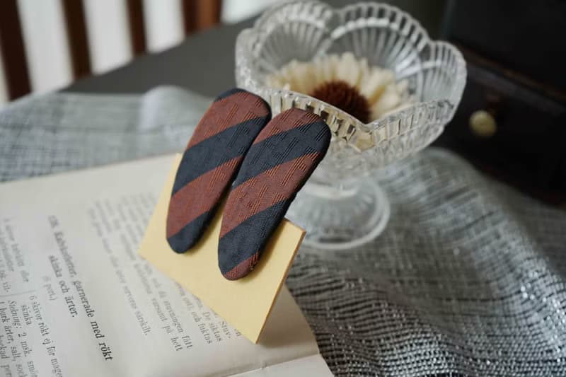 古董領帶改製髮夾-Fendi-巧克力棕-兩入一組