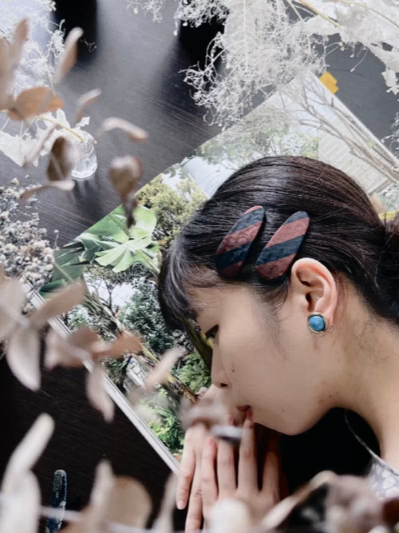 古董領帶改製髮夾-Fendi-巧克力棕-兩入一組