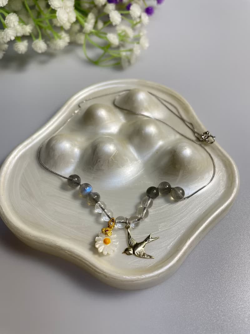 彩虹淚光  貝母小雛菊白水晶灰月光