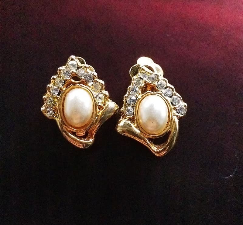 Vintage Jewelry 西洋古董飾品 小巧 珠鑽 夾式耳環