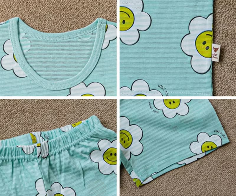 湖藍微笑雛菊-輕透空氣衣短袖韓國童裝-K24005