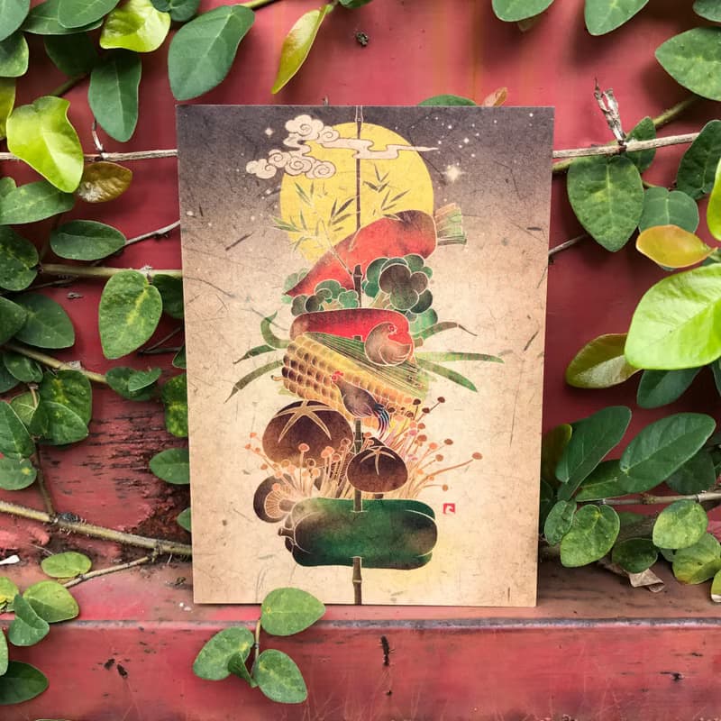 【香聚/故事插畫明信片】/中秋/烤肉/團聚
