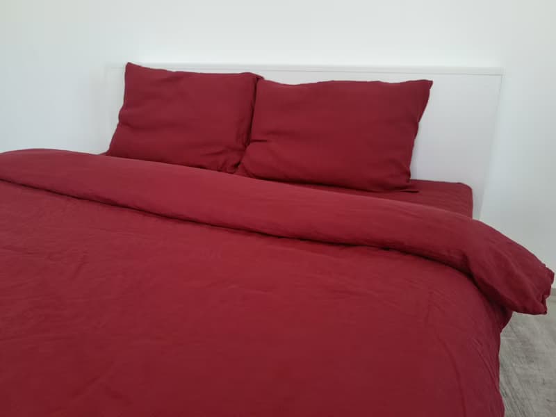 Maroon linen duvet cover / Softened linen / Comforter cover / Quilt cover