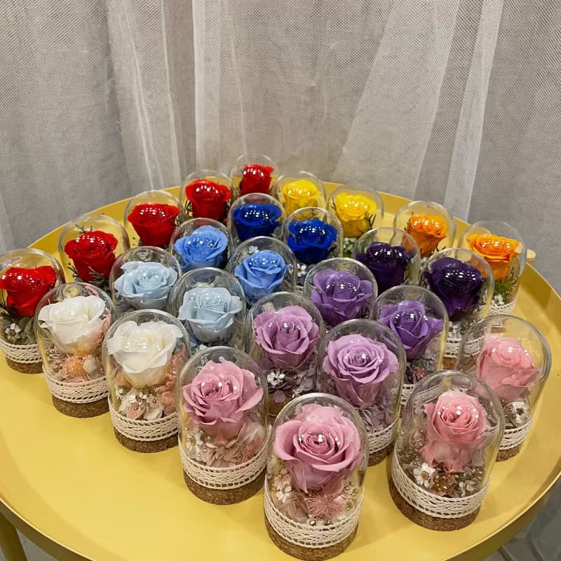 | 小夢境花藝 | 永生玫瑰花 玻璃器皿 日本大地農園永生小玫瑰