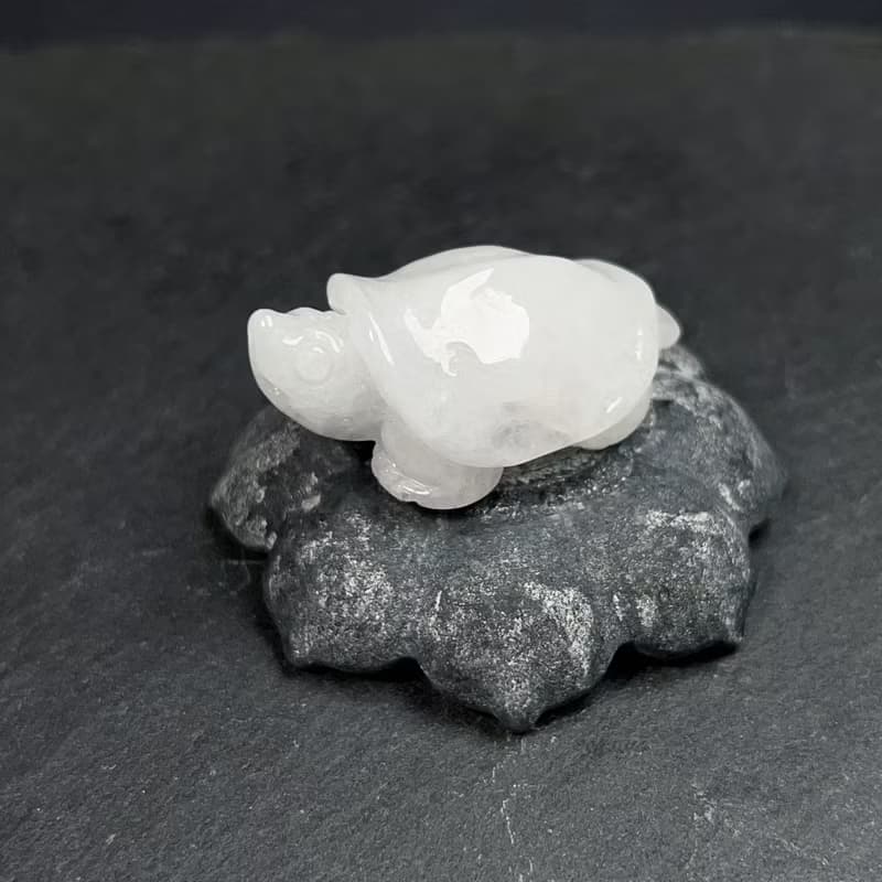 白翡翡翠甲魚擺件 | 天然緬甸玉A貨翡翠 | 送禮