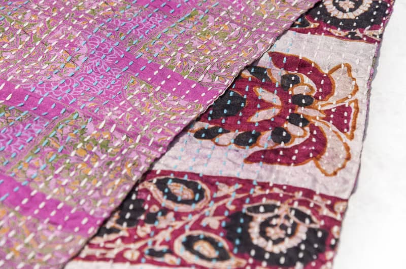 刺繡絲巾/絲綢刺繡圍巾/手縫紗麗線絲巾/印度絲綢刺繡圍巾-法式風