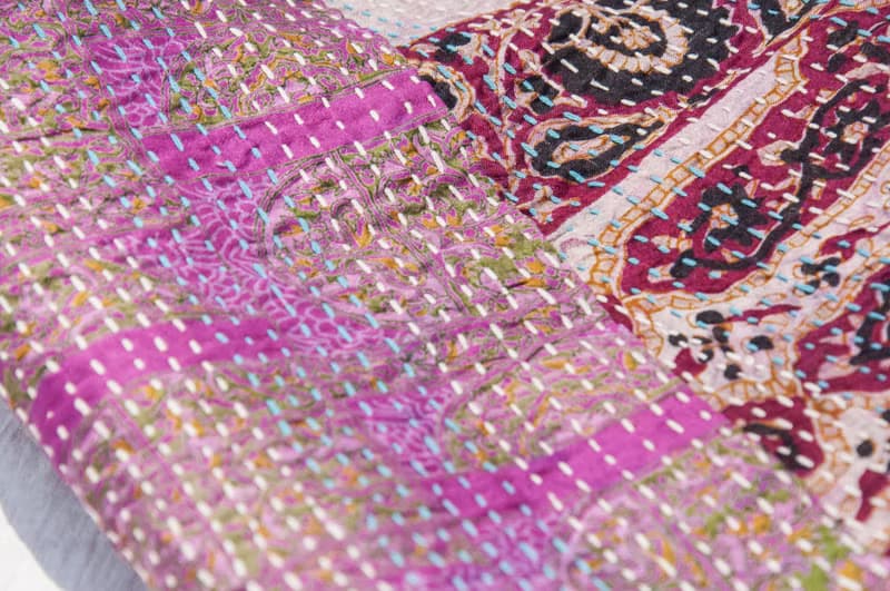 刺繡絲巾/絲綢刺繡圍巾/手縫紗麗線絲巾/印度絲綢刺繡圍巾-法式風
