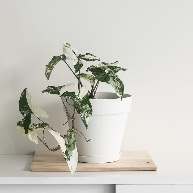 斑葉合果芋植栽_荷蘭設計極簡霧面盆