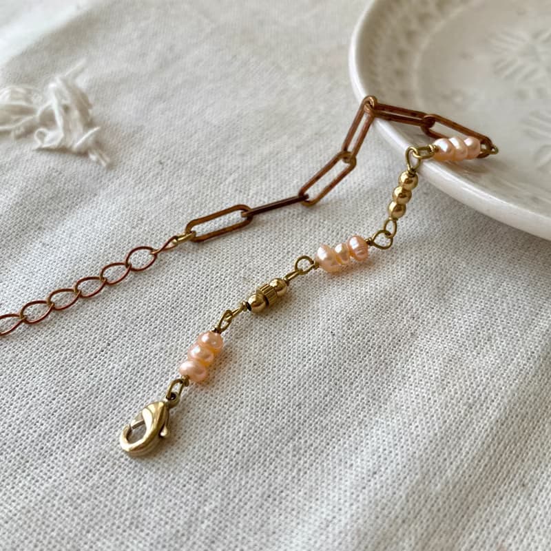 老林雜貨 | 珍珠黃銅設計手鍊