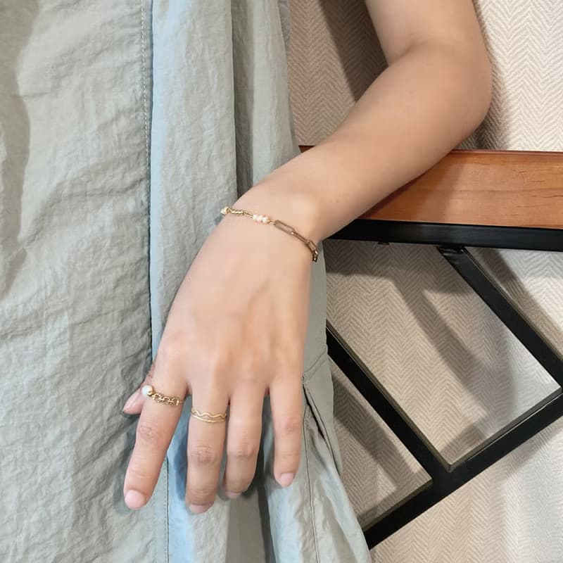 老林雜貨 | 珍珠黃銅設計手鍊