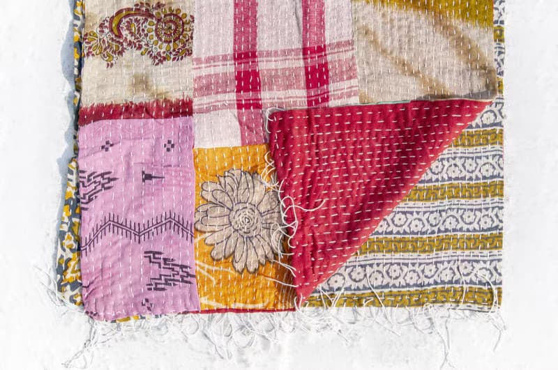 刺繡絲巾/手縫紗麗布拼接絲巾/刺繡圍巾/手縫紗麗線絲巾-向日葵花