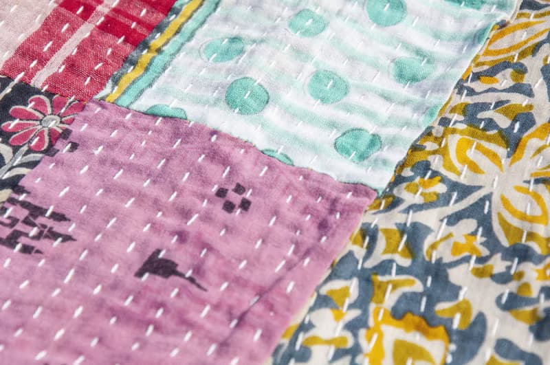 刺繡絲巾/手縫紗麗布拼接絲巾/刺繡圍巾/手縫紗麗線絲巾-向日葵花