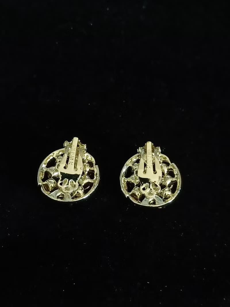 vintage jewelry  LISNER 繽紛藍色萊茵 夾式耳環