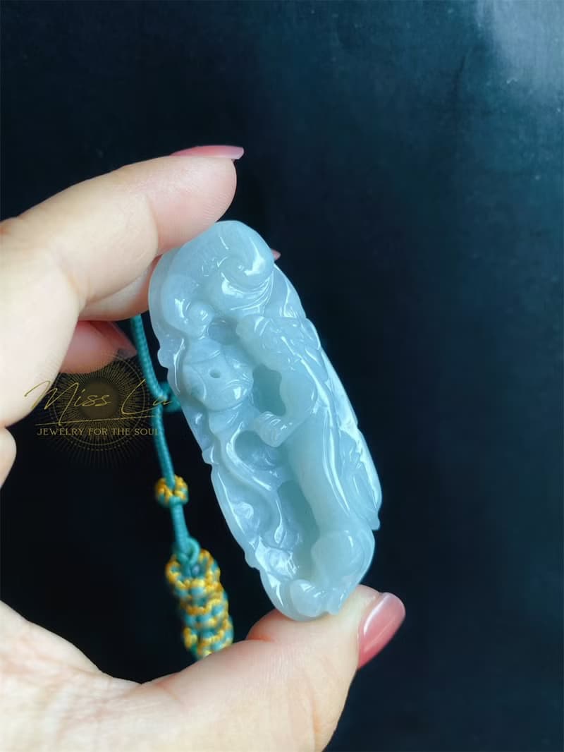 天然緬甸玉 翡翠 螭龍 如意 一葉致富 發財 包掛 禮物 車掛