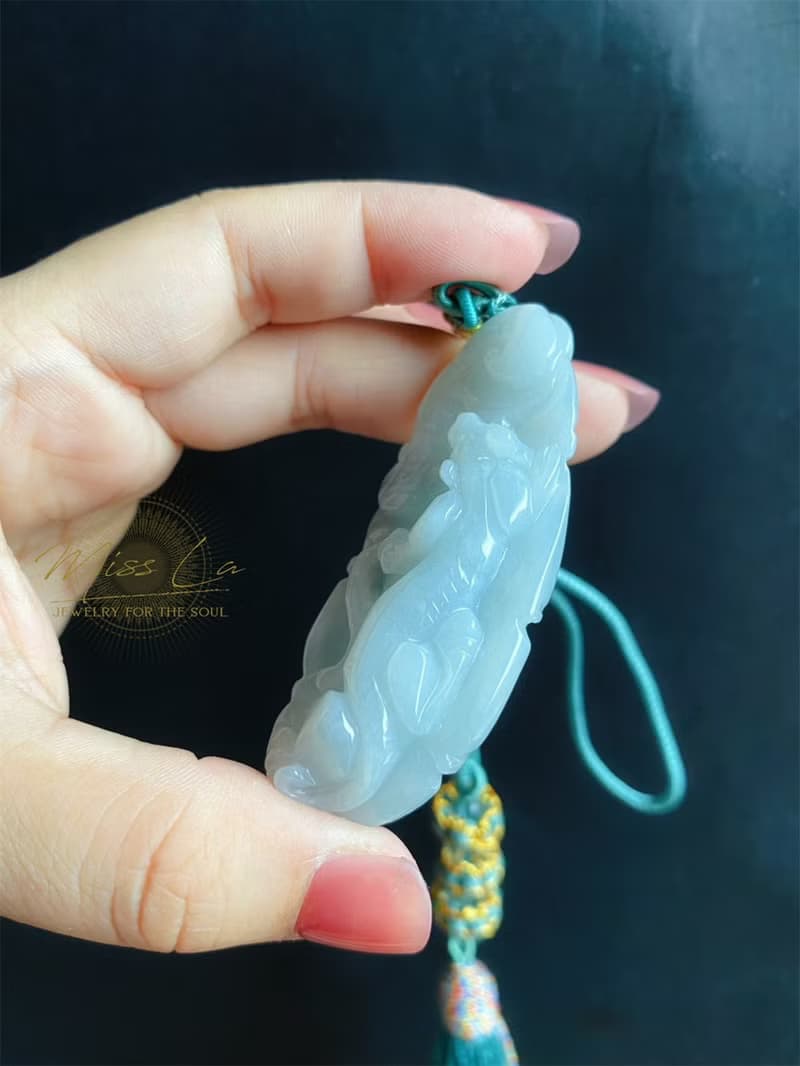 天然緬甸玉 翡翠 螭龍 如意 一葉致富 發財 包掛 禮物 車掛