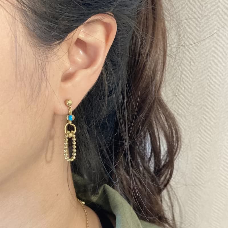 老林雜貨 | 琉璃珠設計黃銅耳環(針式 / 夾式)