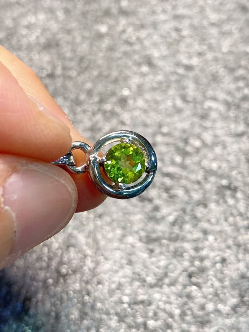天然 橄欖石 墜 項鍊 印度製 925純銀