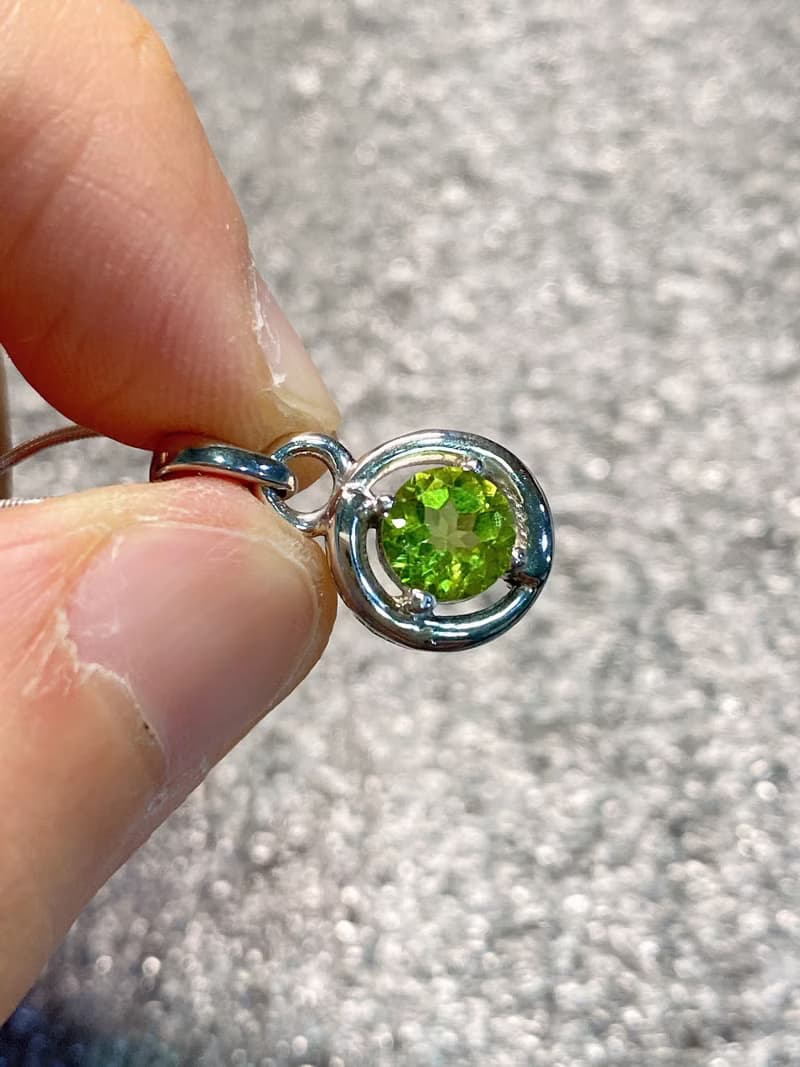 天然 橄欖石 墜 項鍊 印度製 925純銀