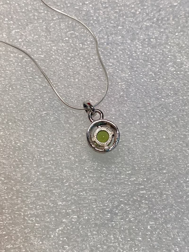 天然 橄欖石 墜 項鍊 印度製 925純銀