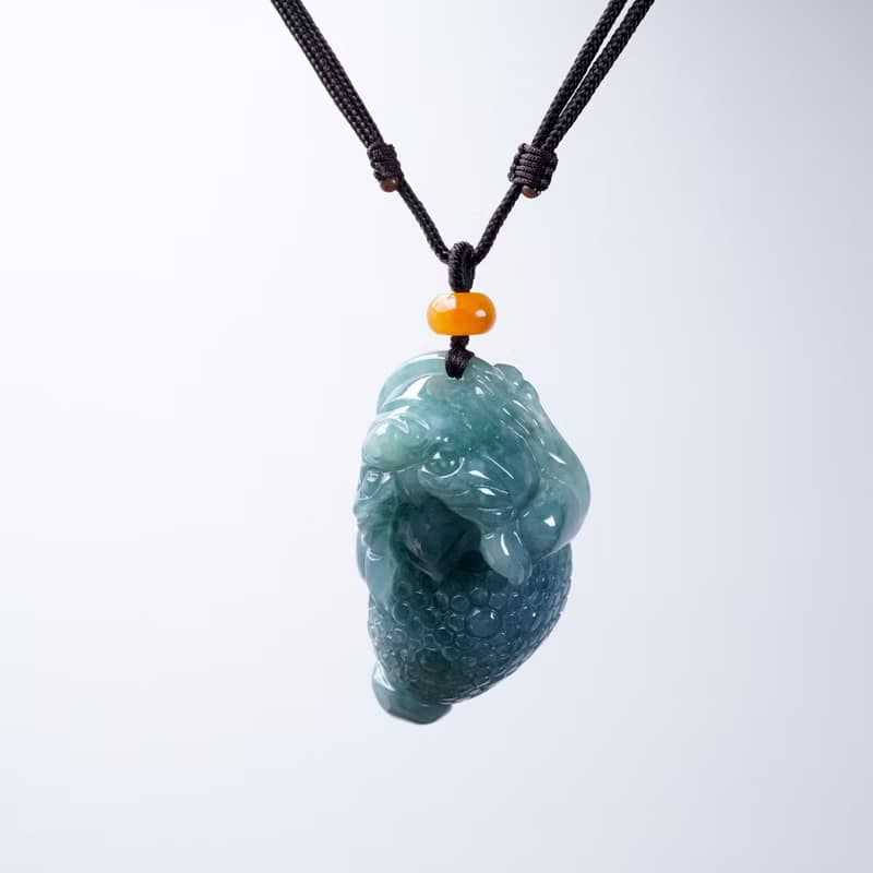 【招財神獸】藍水翡翠三腳蟾蜍項鍊 | 天然翡翠A貨 | 送禮