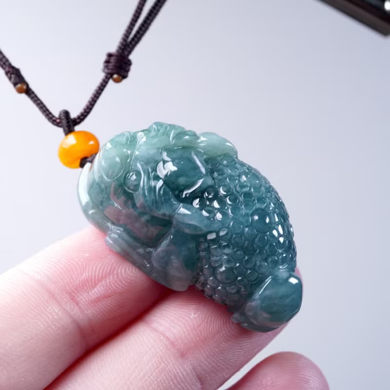 【招財神獸】藍水翡翠三腳蟾蜍項鍊 | 天然翡翠A貨 | 送禮