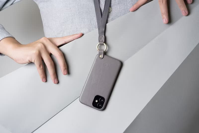 頸掛式皮革防摔手機殼iPhone 12 Mini 灰