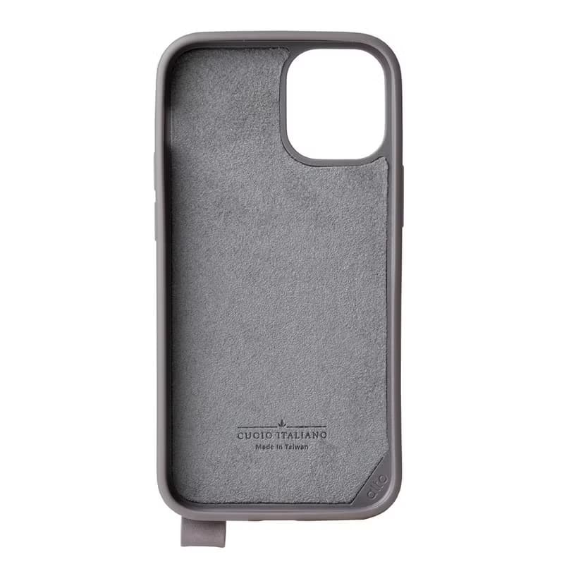 頸掛式皮革防摔手機殼iPhone 12 Mini 灰