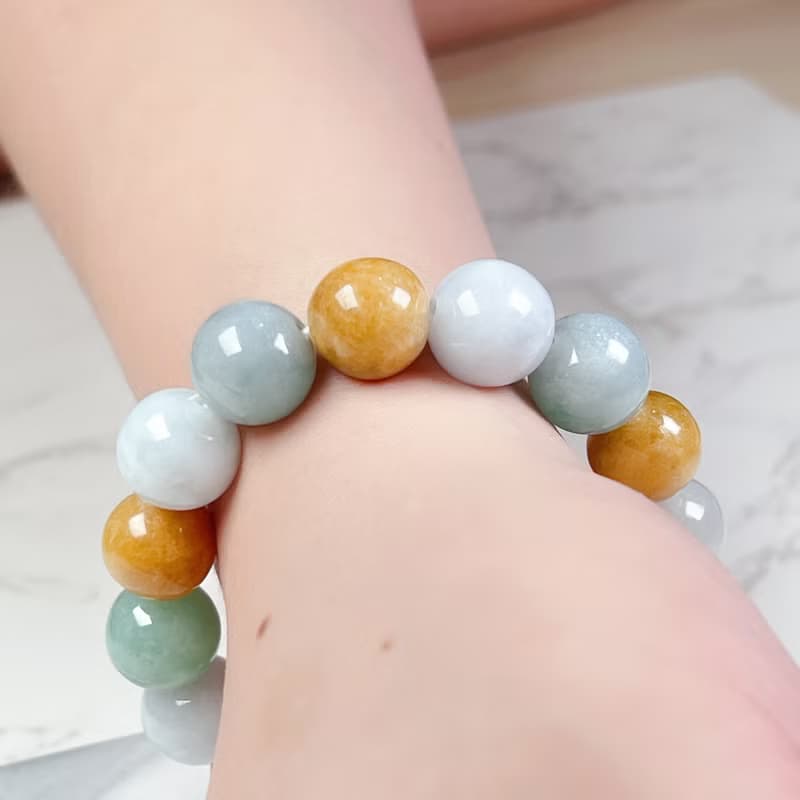 多彩翡翠手珠手鍊 | 天然緬甸玉A貨翡翠 |  送禮