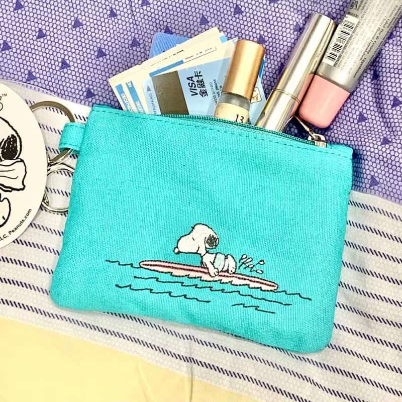 snoopy 史努比 亞麻 棉帆布刺繡 鑰匙包 耳機包 悠遊卡包 口紅包