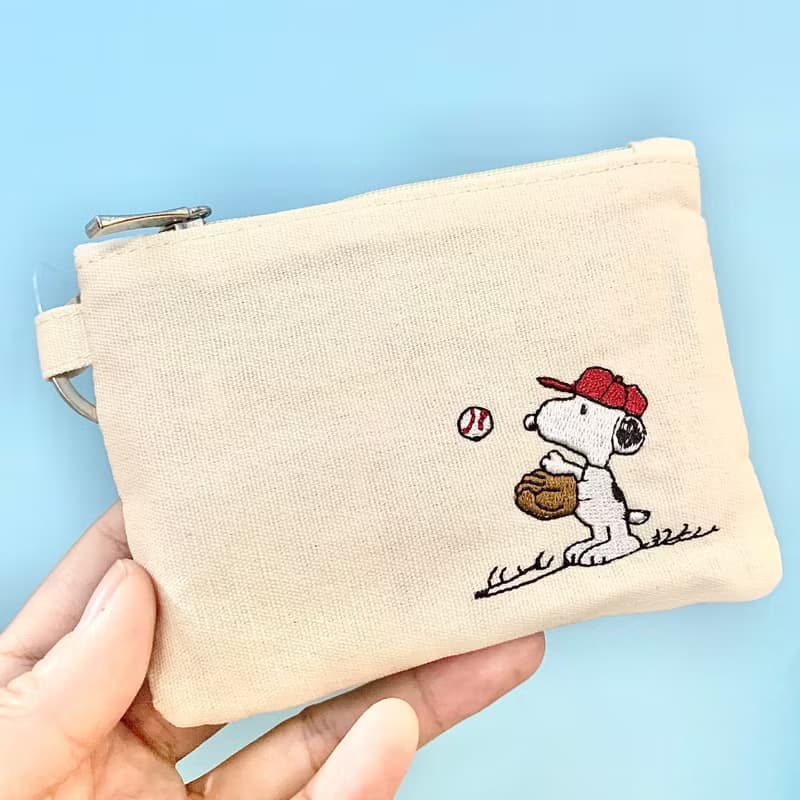 snoopy 史努比 亞麻 棉帆布刺繡 鑰匙包 耳機包 悠遊卡包 口紅包