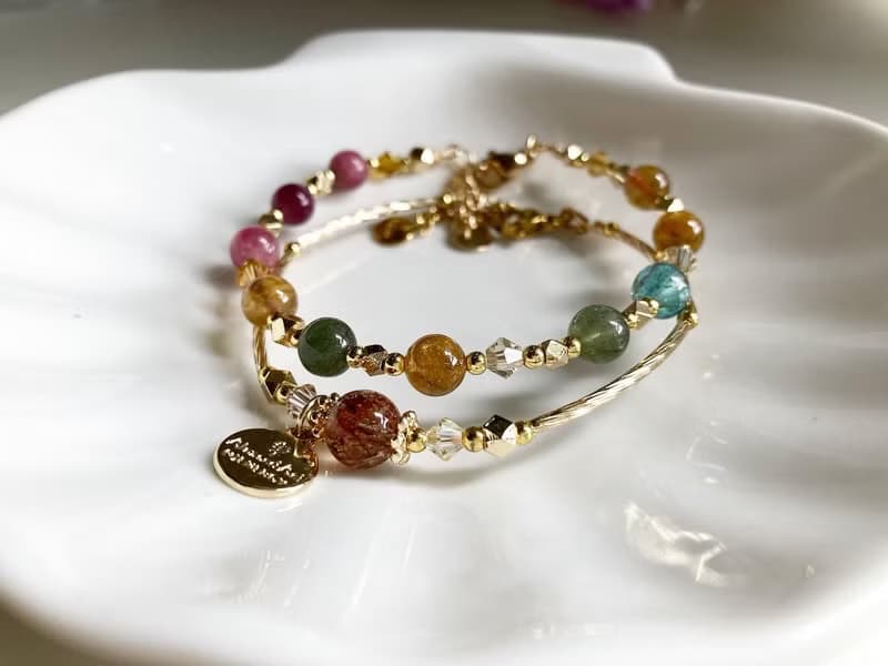 優惠水晶手鏈組合 彩碧璽 X 黑金超七水晶手鍊 增強健康事業人緣