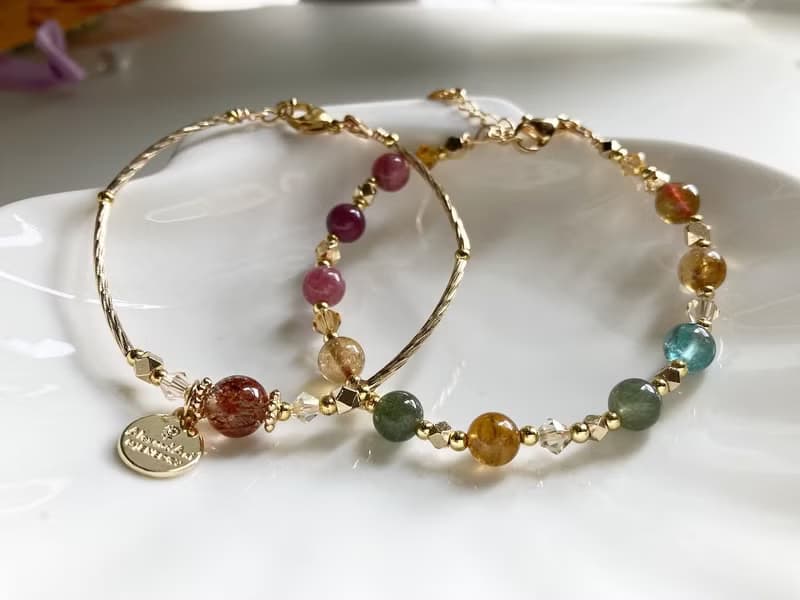 優惠水晶手鏈組合 彩碧璽 X 黑金超七水晶手鍊 增強健康事業人緣