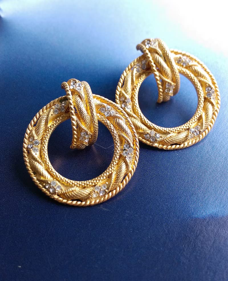 Vintage Jewelry 西洋古董飾品 啞光 門環式 經典 針式耳環