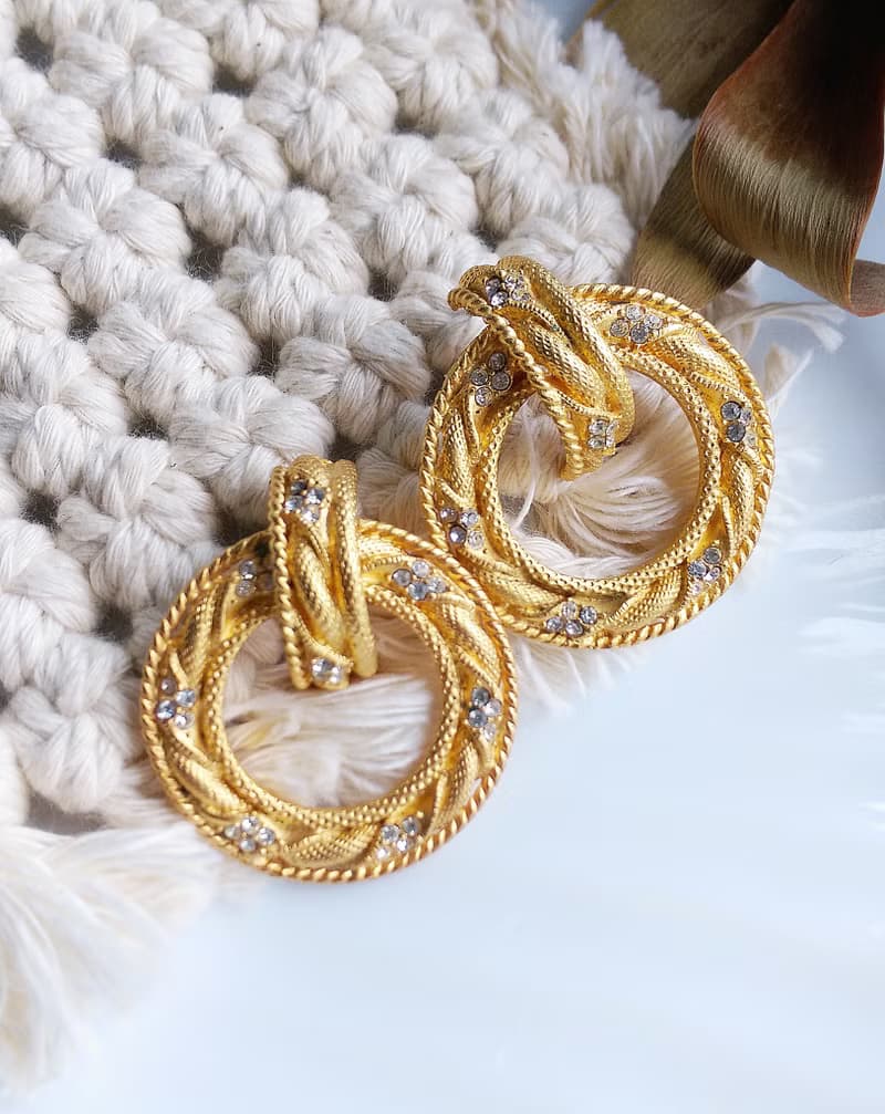 Vintage Jewelry 西洋古董飾品 啞光 門環式 經典 針式耳環