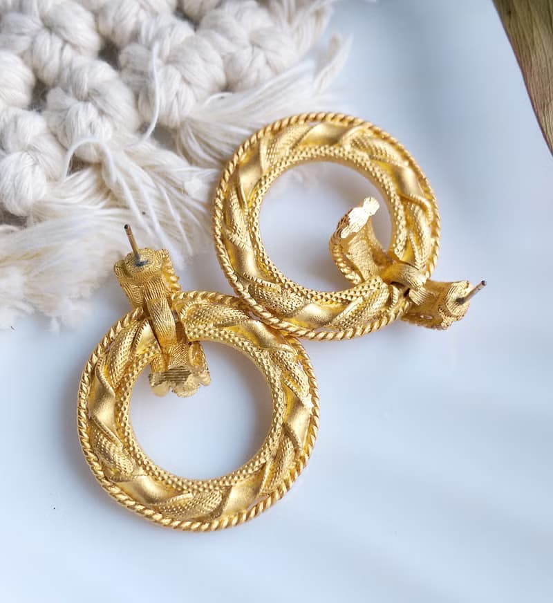 Vintage Jewelry 西洋古董飾品 啞光 門環式 經典 針式耳環