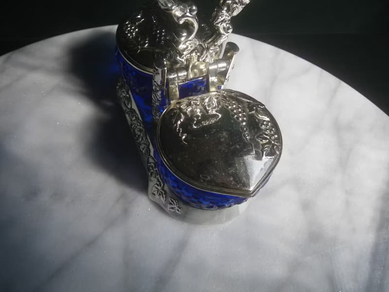 【老時光 OLD-TIME】早期台灣製藍色玻璃調料器組