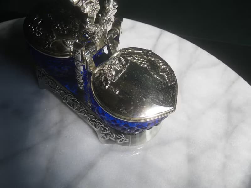 【老時光 OLD-TIME】早期台灣製藍色玻璃調料器組