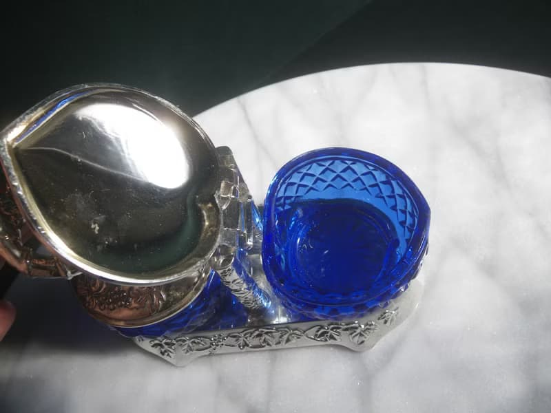 【老時光 OLD-TIME】早期台灣製藍色玻璃調料器組