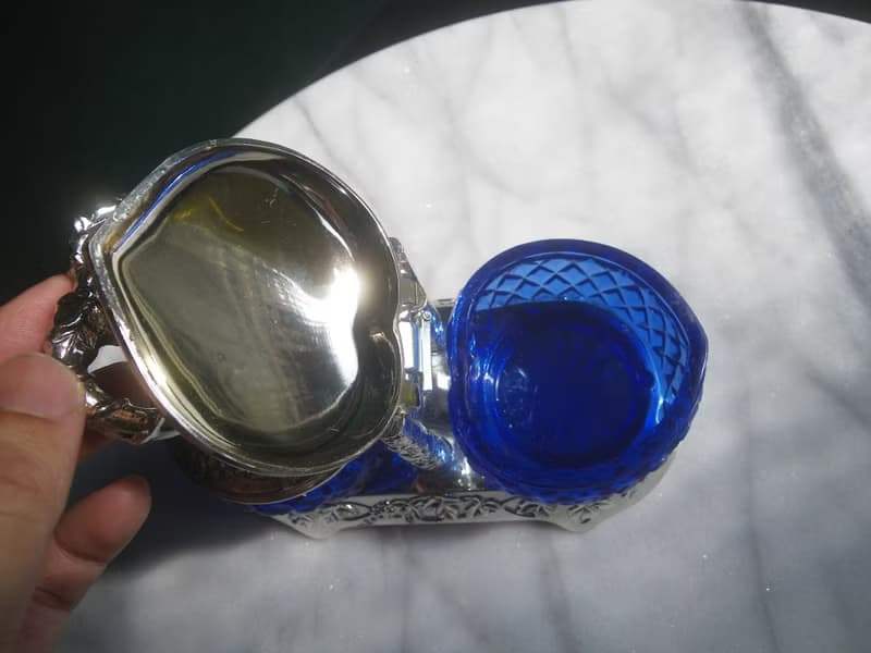 【老時光 OLD-TIME】早期台灣製藍色玻璃調料器組