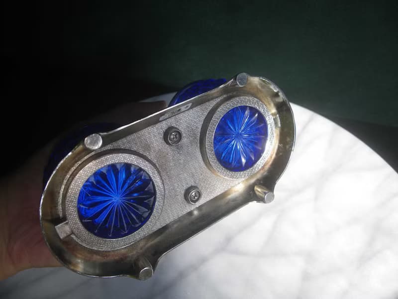 【老時光 OLD-TIME】早期台灣製藍色玻璃調料器組