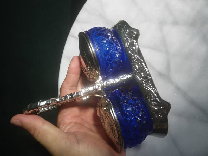 【老時光 OLD-TIME】早期台灣製藍色玻璃調料器組