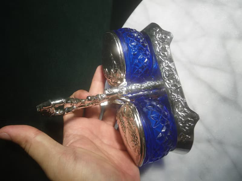 【老時光 OLD-TIME】早期台灣製藍色玻璃調料器組