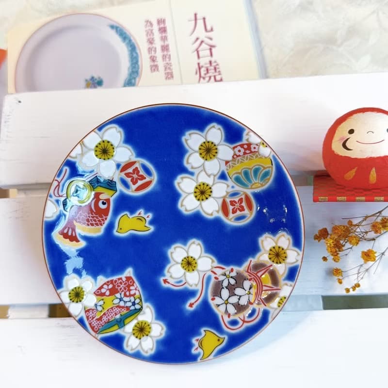 【九谷燒】青郊窯緣起小盤-櫻花緣起物