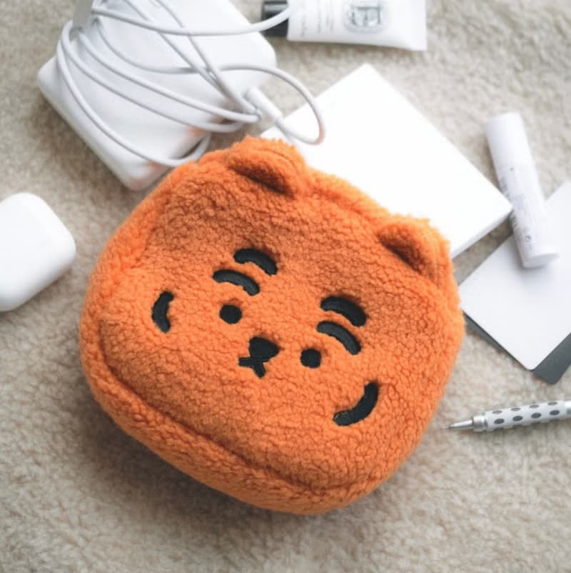 躺肥虎  方型毛絨收納包 / 零錢包 / 拉鍊收納袋